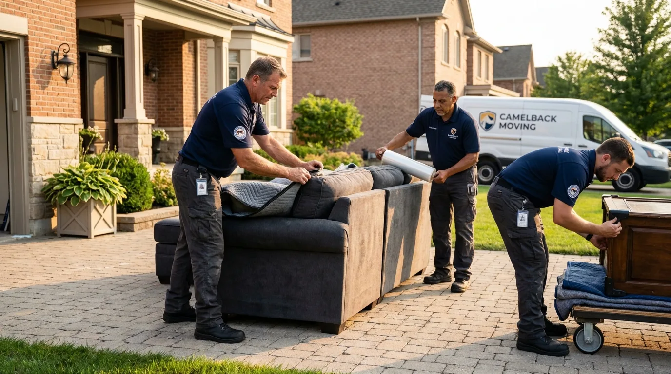 Large estate moving crew wrapping furniture in Snyder, OK